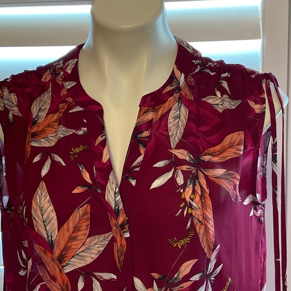 Worthington Burgundy Floral Blouse - Picture 2 of 7